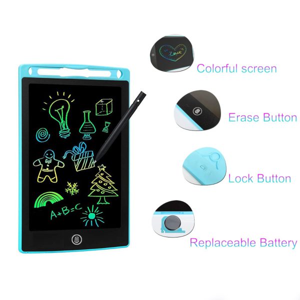 8.5-Inch Multi-Color LCD Writing Tablet  | Reusable Drawing & Note-Taking Tool for Kids | Random Colors