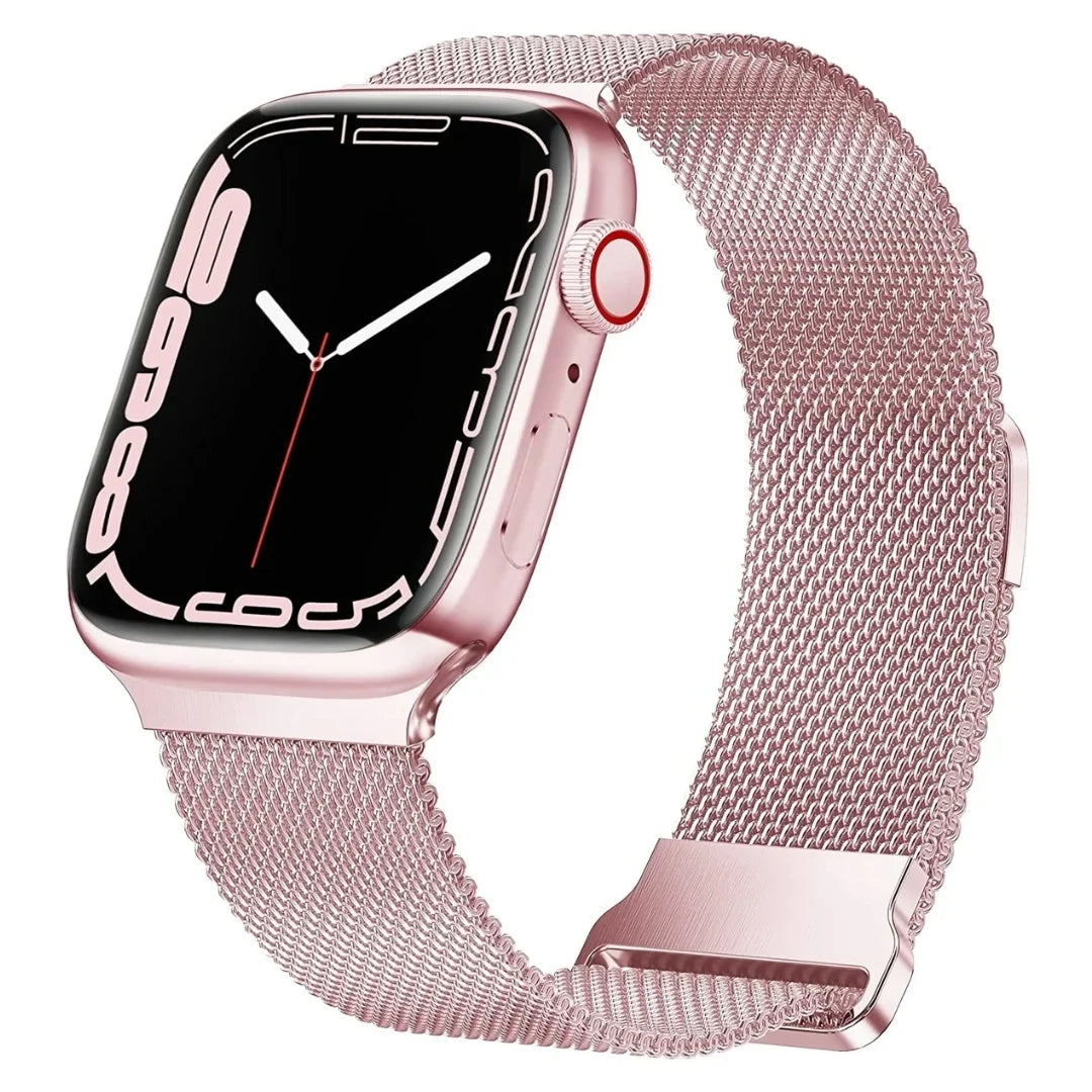 Rose Pink | Milanese Magnetic Loop Strap for Smartwatch | Stainless Steel Band | 42mm / 44mm / 45mm