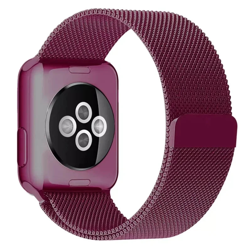 Plum | Milanese Magnetic Loop Strap for Smartwatch | Stainless Steel Band | 42mm / 44mm / 45mm