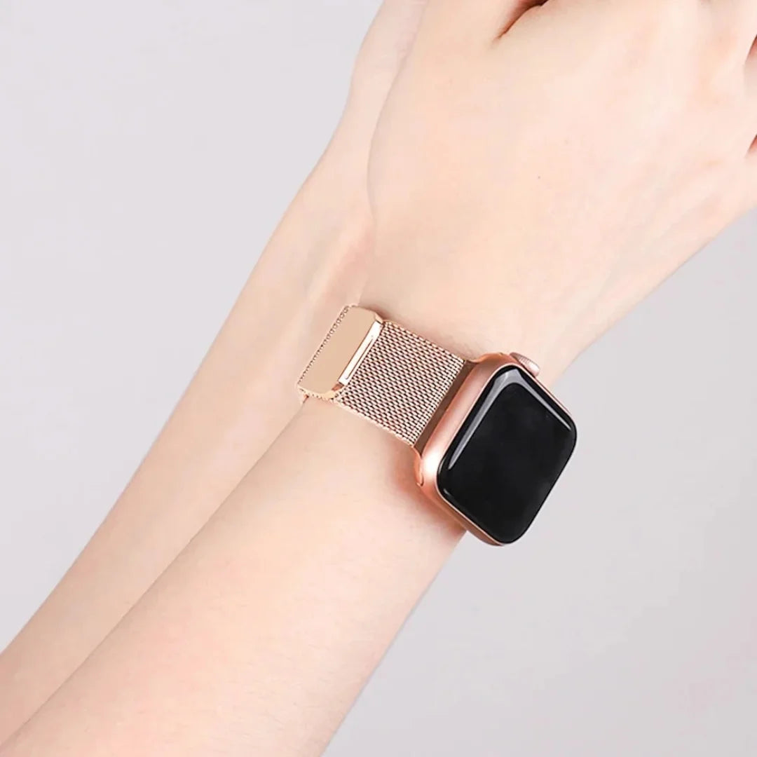 Rose Pink | Milanese Magnetic Loop Strap for Smartwatch | Stainless Steel Band | 42mm / 44mm / 45mm