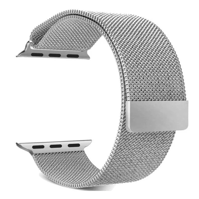 Silver | Milanese Magnetic Loop Strap for Smartwatch | Stainless Steel Band | 42mm / 44mm / 45mm