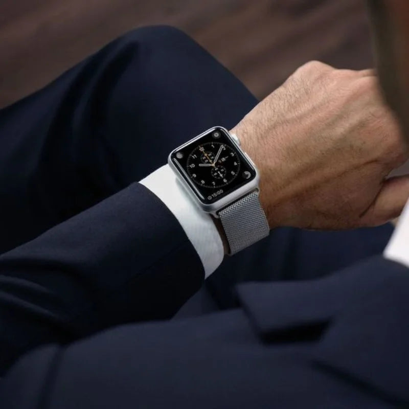Silver | Milanese Magnetic Loop Strap for Smartwatch | Stainless Steel Band | 42mm / 44mm / 45mm