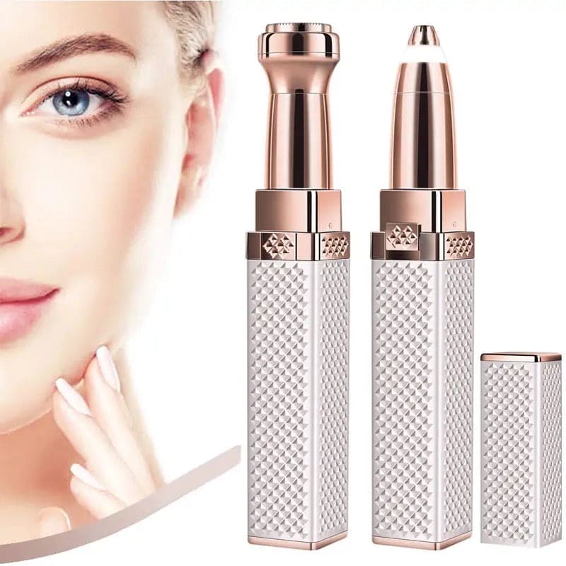 2-in-1 Flawless Facial Hair Remover & Eyebrow Trimmer | USB Rechargeable, Painless & Portable | White