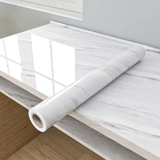 White & Grey | Marble Sheet Sticker 60x200cm | Waterproof Self-Adhesive PVC Wallpaper for Furniture Walls